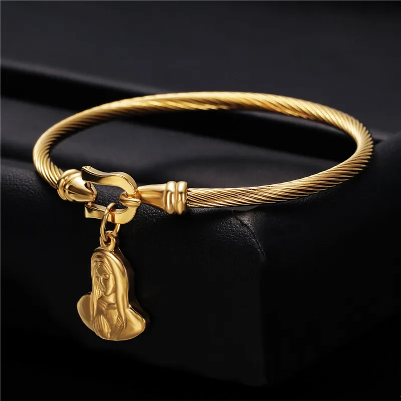 Mostyle золотой цвет нержавеющая сталь браслет цепочка сердце браслеты с подвесками для мужчин женщин Религиозные ювелирные изделия
