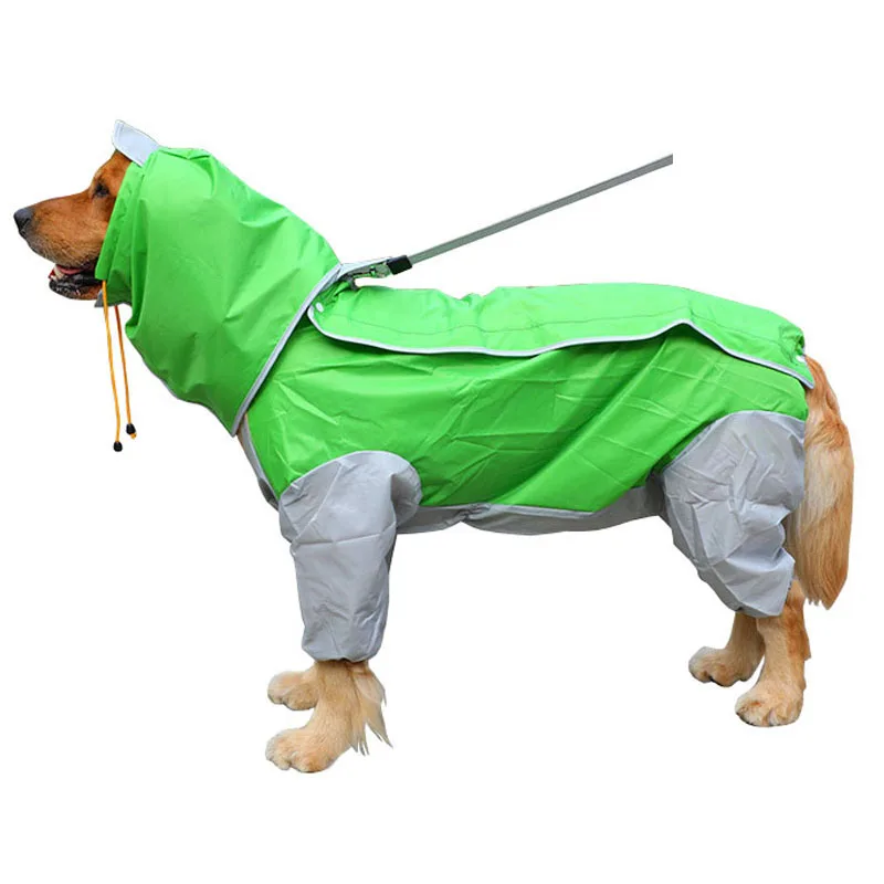 Водонепроницаемый плащ для собак, домашних животных большая собака дождевик комбинезон для щенка с капюшоном комбинезон Зимняя Одежда для собак золотистый ретривер - Цвет: Green