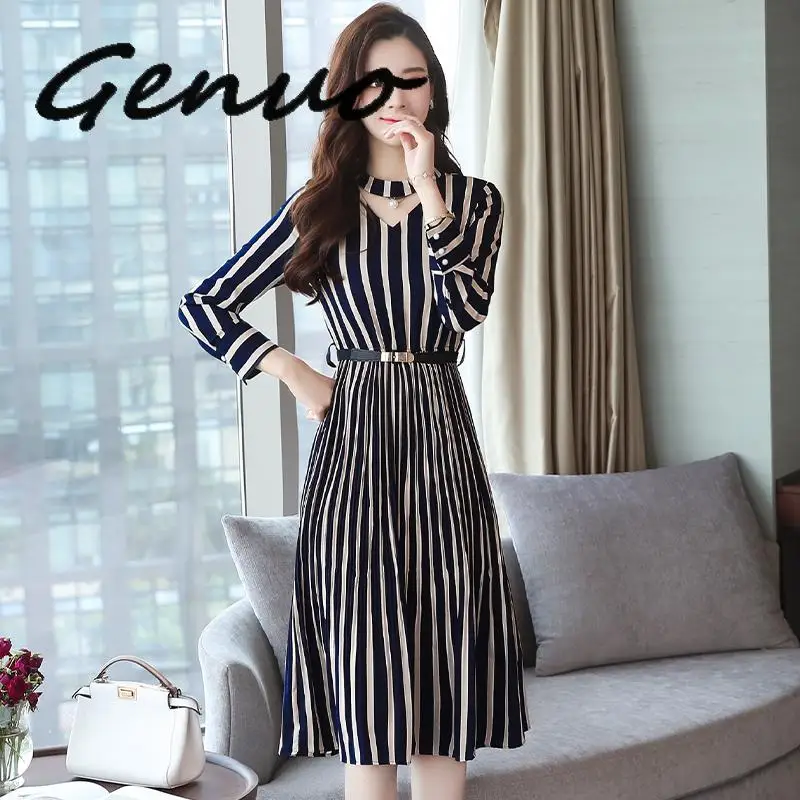 Женское облегающее платье миди черное в полоску с длинным рукавом размеры до XXXL