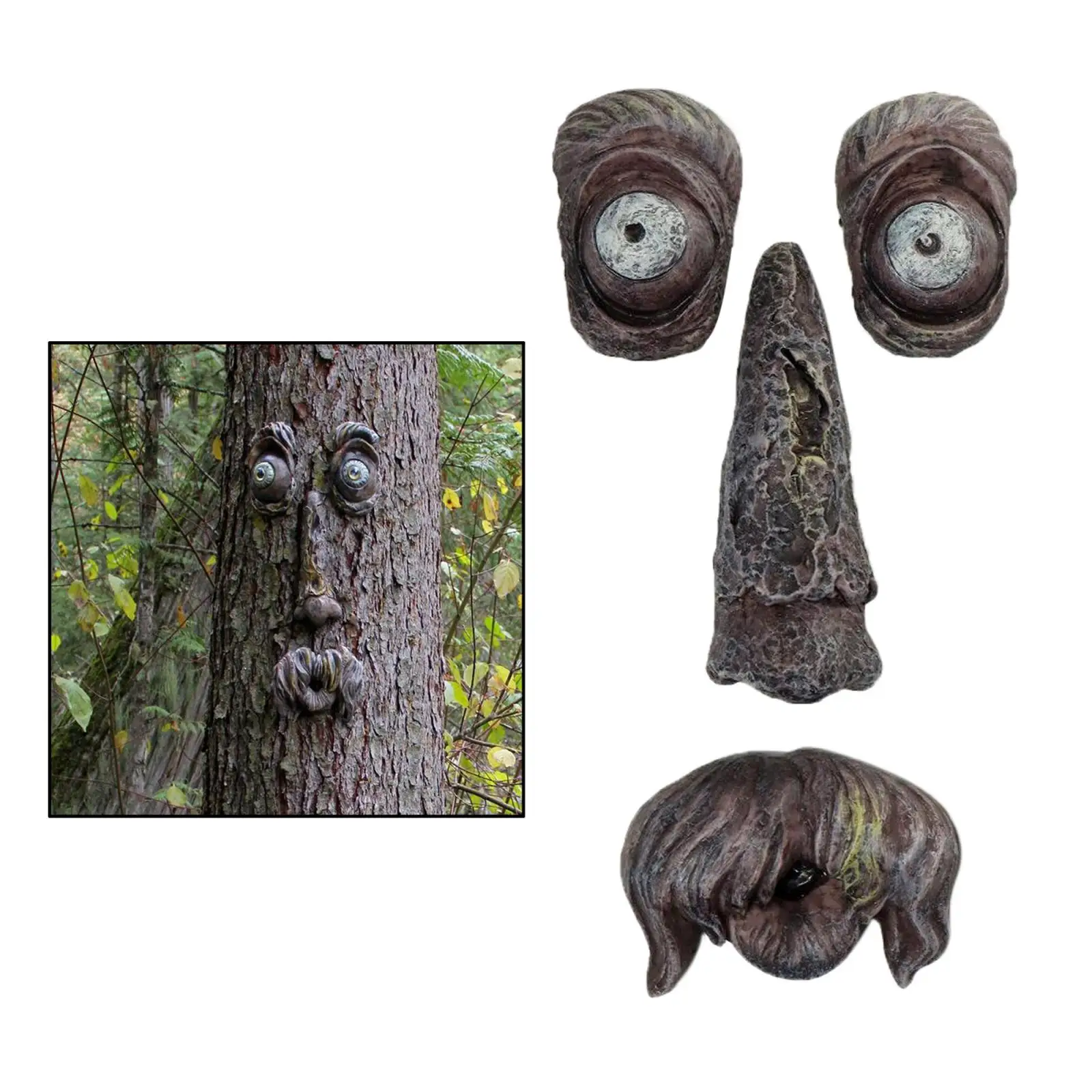Tree Faces Decor Outdoor,Old Man Wild Bird Feeder Tree Hugger Statues in The Dark Eyes Garden Decor Yard Art