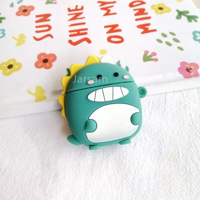 Creativity Cartoon funny cute silicone Case For Airpods 2 1 cover For Air pods 1 2 Case Wireless charging soft Cover Box 3Ddinosaur
