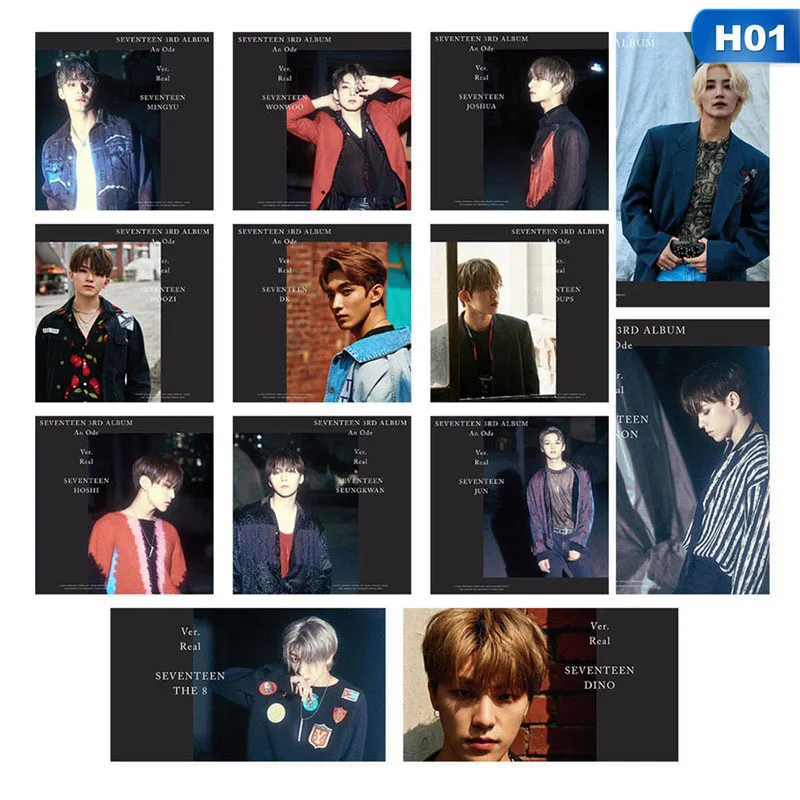 13Pcs/set SEVENTEEN Photo Pictures Cards Boy LOMO Cards Self Made LOMO Pictures Photocard Fan Supplies