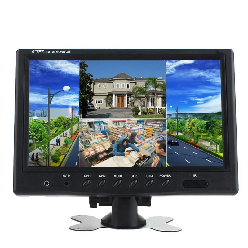 9 дюймов автомобильный Tft Lcd Quad дисплей монитор защита монитор дисплей 4 способ подключения Реверсивный видео дисплей