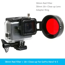 Фильтр для подводных объективов, фильтр для подводных объективов, красный фильтр 16X, объектив для съемки крупным планом, 16 раз, макро-объектив для экшн-камеры GoPro Hero 7 6 5