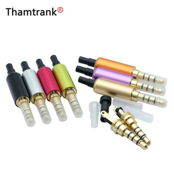 

10Pcs Aluminum 3.5mm Jack 4Pole Gold-plated Earphone Adapter with Tail plug clamps Cable clip For DIY Stereo Headset Earphone