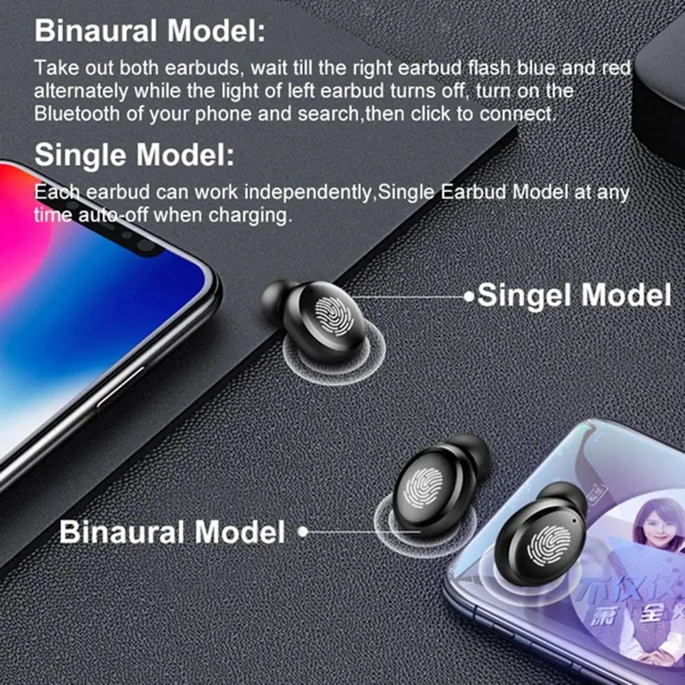 TWS беспроводные Bluetooth наушники V5.0 с сенсорным управлением спортивные для бега
