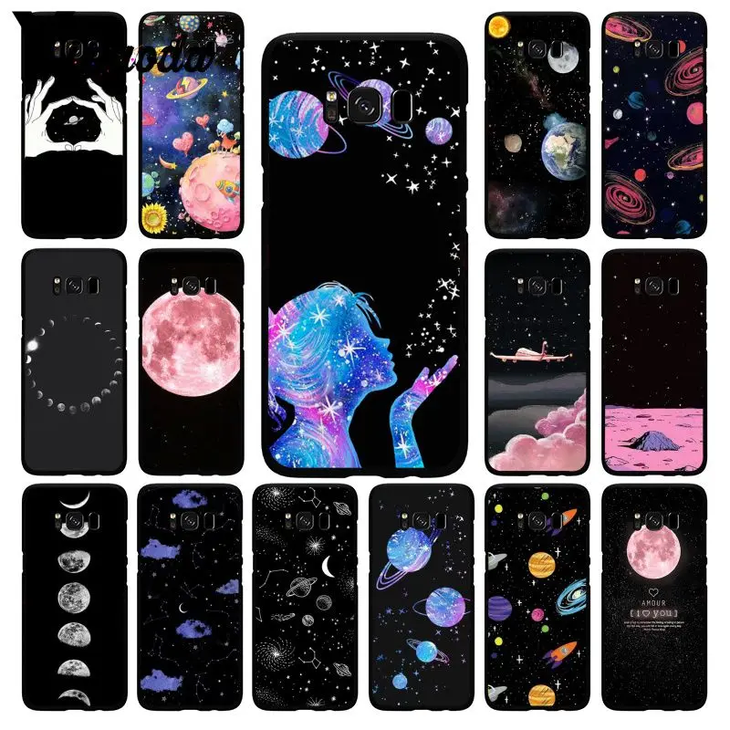 Yinuoda черно-белая луна Звезды Космос облако девушка путешествие самолет PhoneCase для