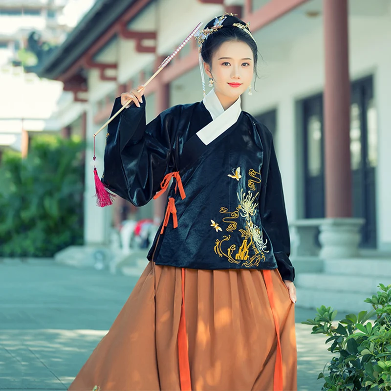 Вышивка Hanfu Женские китайские танцевальные костюмы восточное платье феи народный фестивальный рейв наряд певцов одежда для представления DC3173