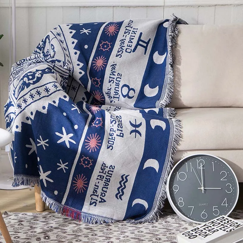 Хлопковое жаккардовое покрывало для дивана, вязаное одеяло с кисточкой, домашнее декоративное индийское одеяло с нитью, плед, настенный гобелен