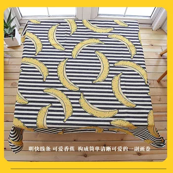 

Cute Striped Banana Cotton Linen Table Cloth Small Fresh Restaurant Table Mat Square Thick Tablecloth Coffee Table Cloth ok