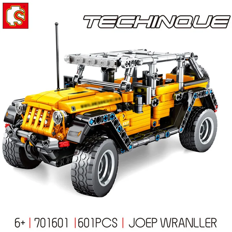 

601Pcs Technic Jeeps Wrangler Rubicon Off-road Vehicle Car Model Playmobil Building Blocks Kids DIY Creator Bricks Toys