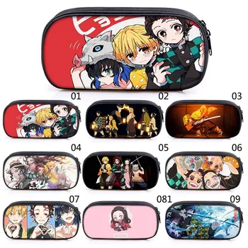 

Anime Demon Slayer Kimetsu No Yaiba Double Zipper Pen Box Devil's Blade Stationery Box Student Pencil Case