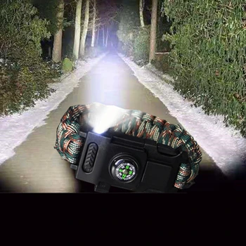 

Outdoor Safety Survival Paracord Bracelet Outdoor Camping Hiking Emergency First Aid LED Paracord 550 Bracelet 25cm Hand Watch