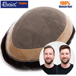 Toupee Men Wig Mono Lace& NPU System Unit 6