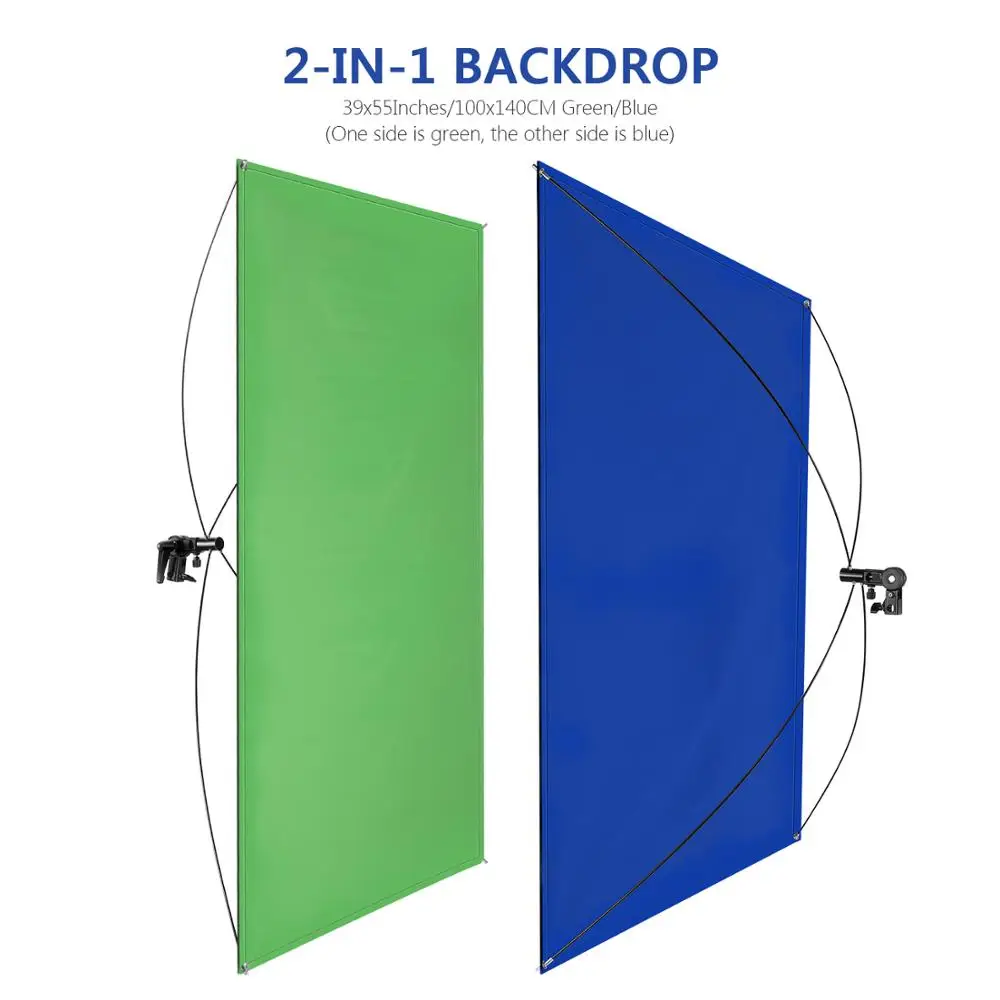 Neewer 39x5 5 дюймов/100x140 см портативный 2в1 хромаки синий/зеленый фон экран с 6.5 футов/200