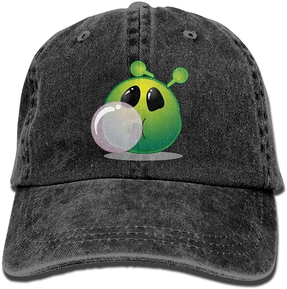 Унисекс смайлик зеленый инопланетянин пузырчатая окрашенная вымытая джинсовая хлопковая бейсболка шляпа черный