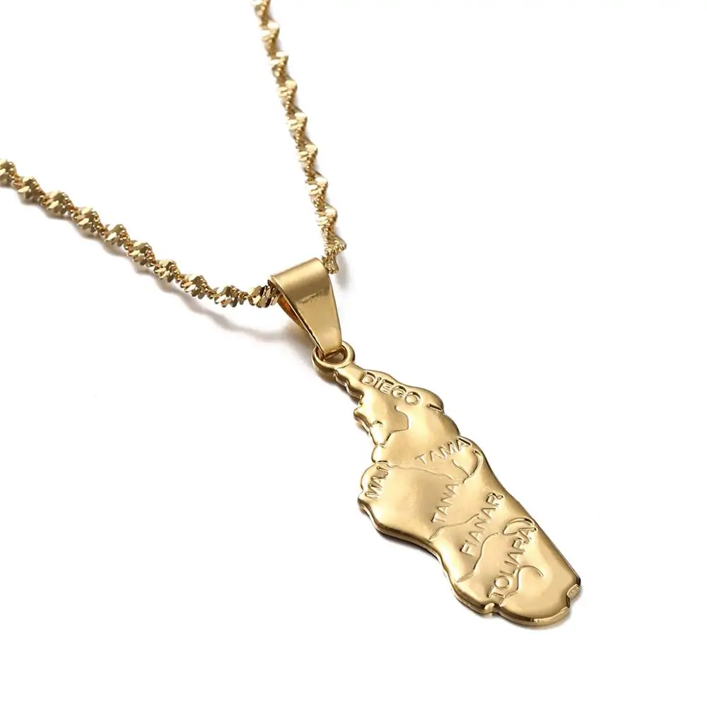 Madagascar Map Necklace Pendant Women Gold Color African Jewelry Africa Malagasy Maps 4