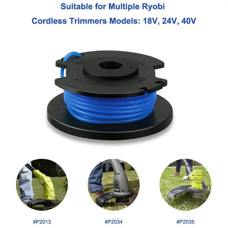 HLZS-Line струнный триммер, сменная катушка для Ryobi, 0,065 дюймов, автоподача, сменные катушки для Ryobi 18 В, 24 В и 40 в, беспроводные