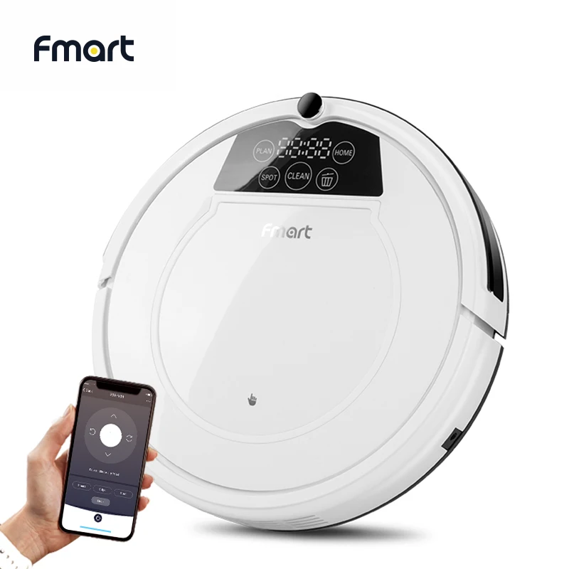 

Fmart Robot Vacuum Cleaner Wifi APP Control 1200PA Poweful Suction Wet and Dry Home Sweeper Auto Recharge EU Plug