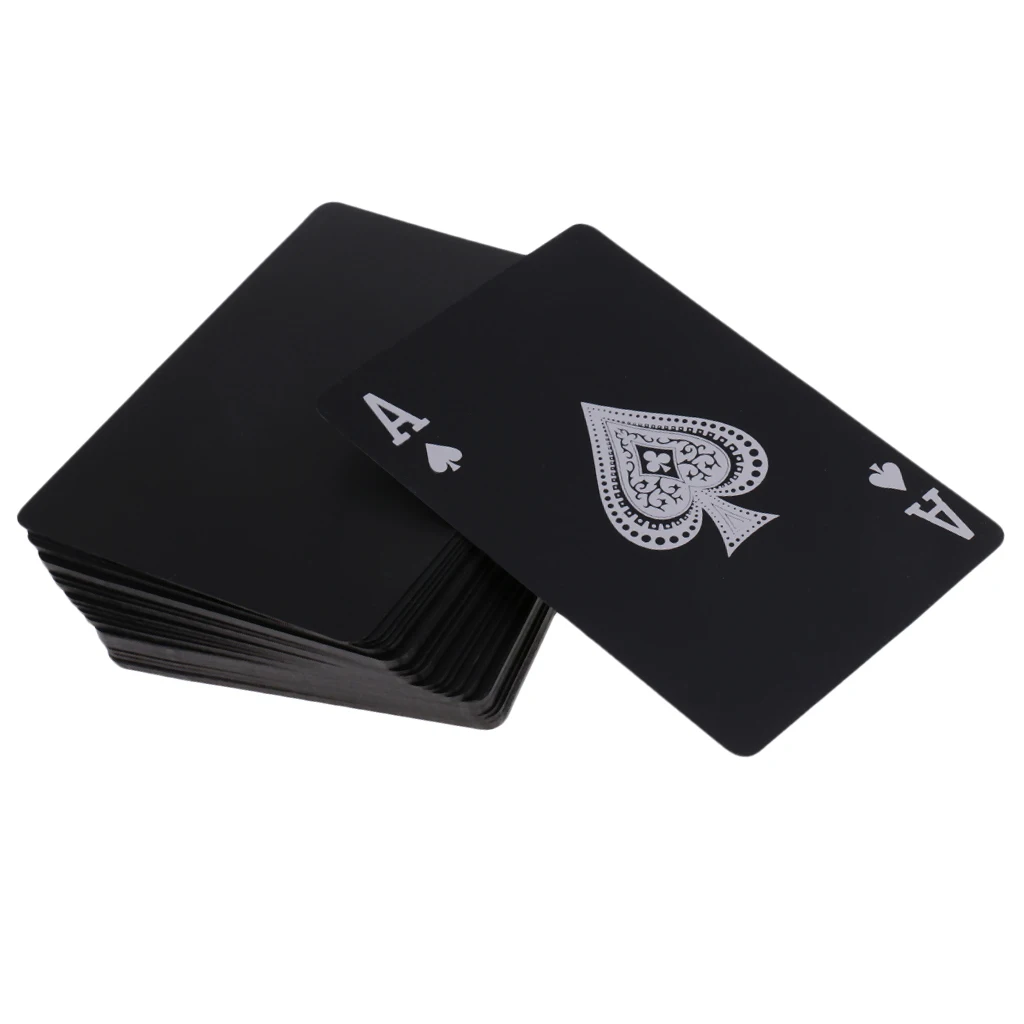 1 колода черные водонепроницаемые пластиковые покерные игральные карты из ПВХ