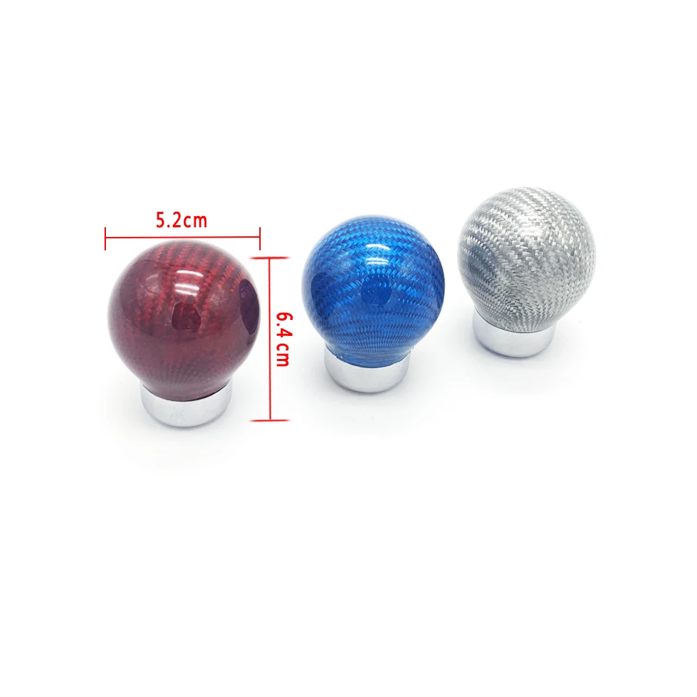 Universal Car Shift Knob Shifter Lever Round Ball Shape Carbon Fiber