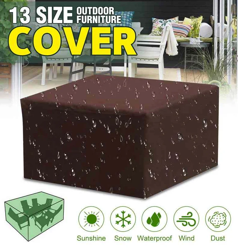 16 Sizes Brown Waterproof Outdoor Patio Garden Furniture Covers 210D Rain Snow Chair covers Sofa Table Chair Dust Proof Cover chair cover,patio furniture cover,chair dust cover