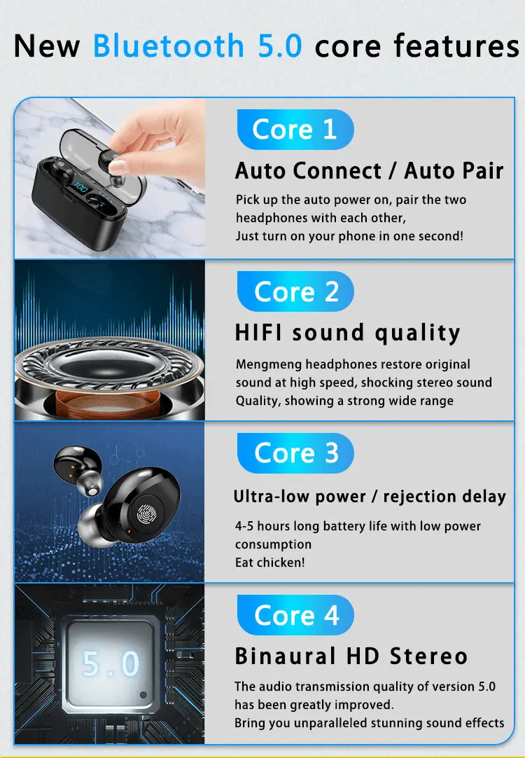 WUGOU наушники TWS наушники для бега HIFI Spotrs Bluetooth 5,0 беспроводные наушники мини-вкладыши Поддержка iOS/Android телефоны HD звонки