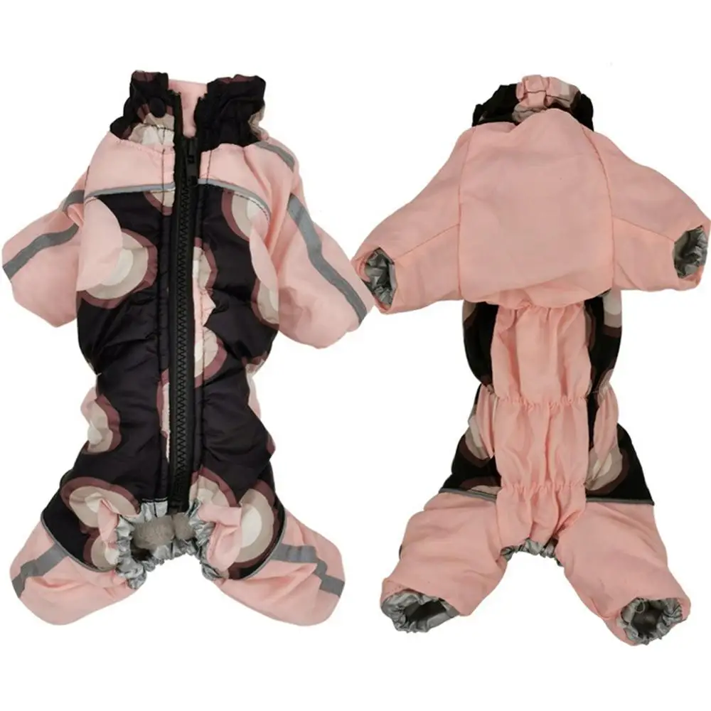 Зимнее пальто для собак, теплая одежда для маленьких щенков, одежда для французских бульдогов, собак, домашних животных, водонепроницаемый костюм XXL, куртки для домашних животных, зимний комбинезон - Цвет: Розовый
