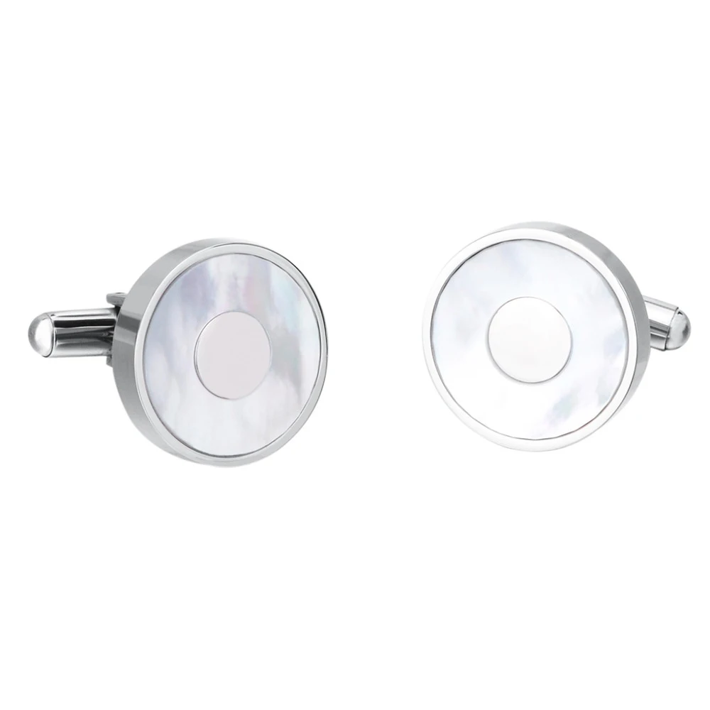 LAIDOJIN Luxury Round Sea Shell Cufflinks lawyer Gift French Men's Shirt Cuff link Husband Gift Silver-plated Wedding cufflings