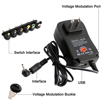

12V Switching Adjustable Power Adapter DC3V 4.5V 5V 6V 7.5V 9V 2A 2.5A Adjustable Adapter Charger Supply for LED Light Strip 30W