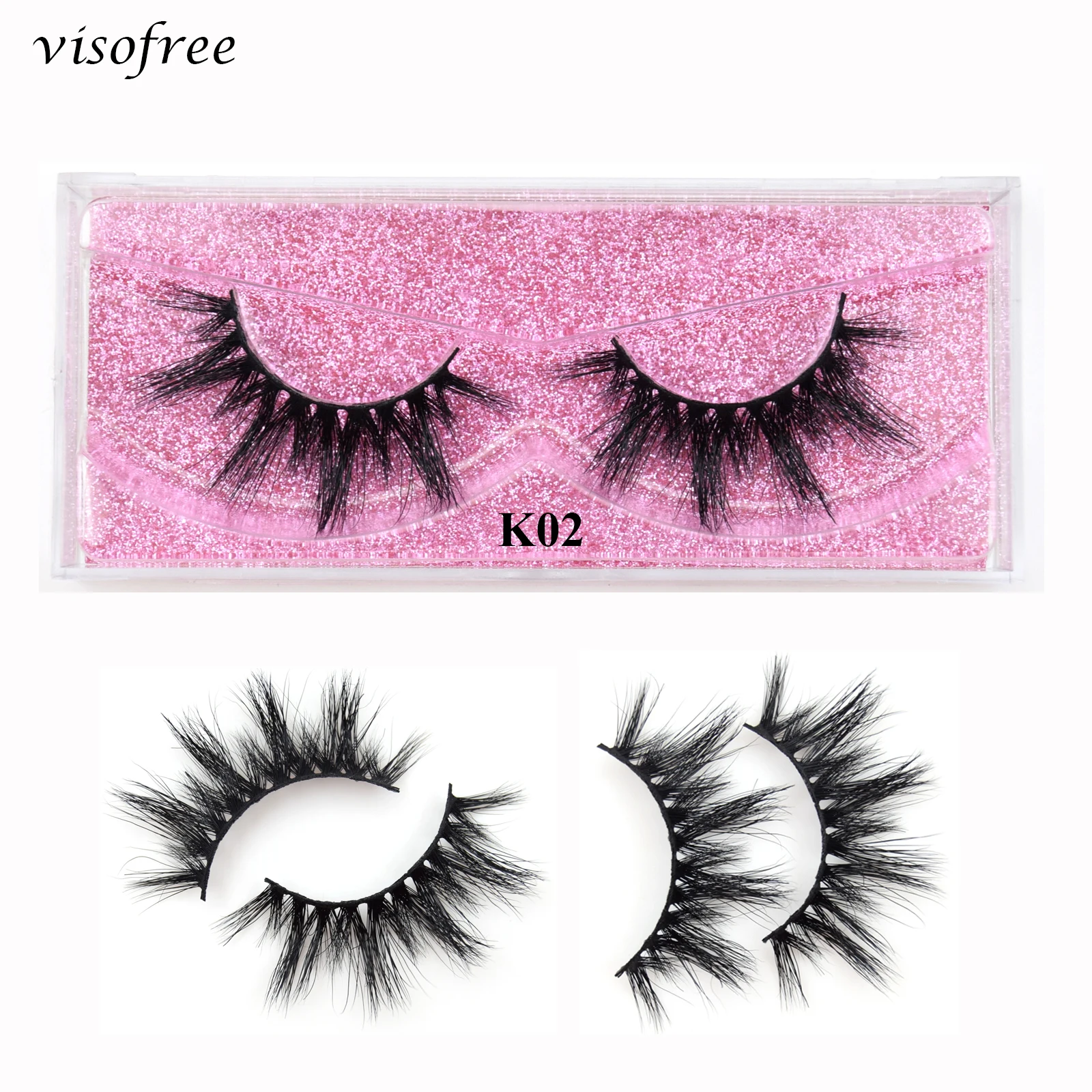 

Visofree Mink Eyelashes 3D Mink Hair False Eyelashes Natural Thick Long Eye Lashes Fluffy Makeup Beauty Extension Tools K02