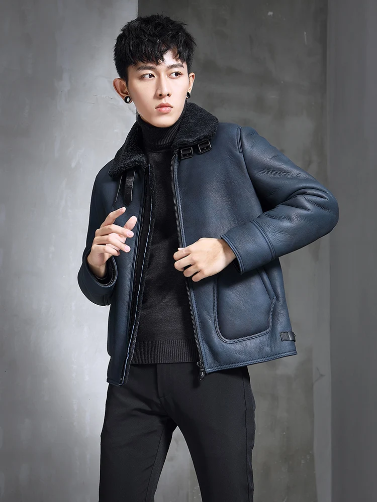 

Shearling Jacket Men Winter Sheepskin Coat Genuine Leather Jackets Natural Fur Coats Short Warm 2020 MKX-FF1739 KJ4020