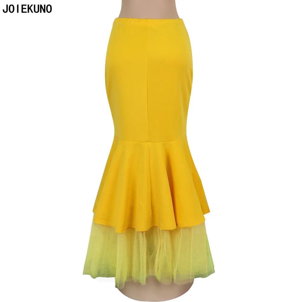 JOIEKUNO K8870 Высокая уличная мода размера плюс длинная юбка для женщин faldas mujer moda пикантные однотонные женские вечерние на пуговицах