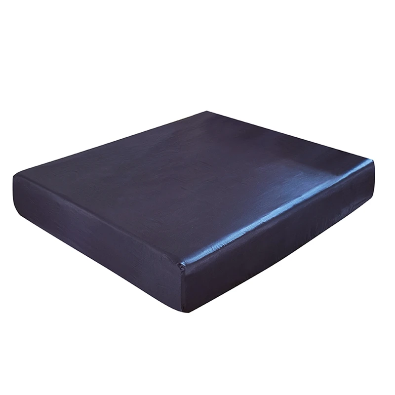 Dark blue Матрас для кровати, сплошной цвет, сатин, шелк, матрас, мягкий, удобный, простыня, для кожи, четыре угла, с эластичной лентой, наматрасник - Цвет: Dark blue