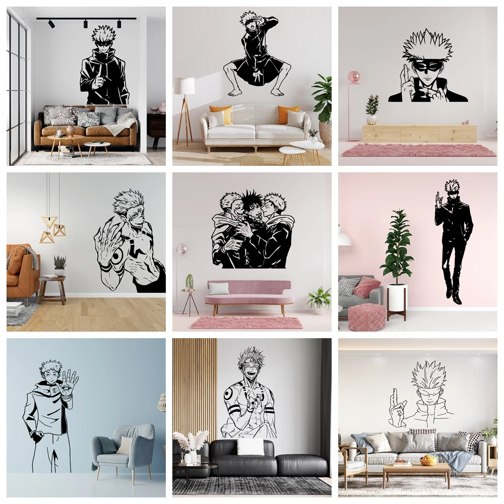 New design anime Jujutsu Kaisen wall stickers removable vinyl mural poster for kids room living room home decor vinyl decals wall stickers self adhesive wall stickers vinyl stickers vinyl wall stickers self adhesive stickers
