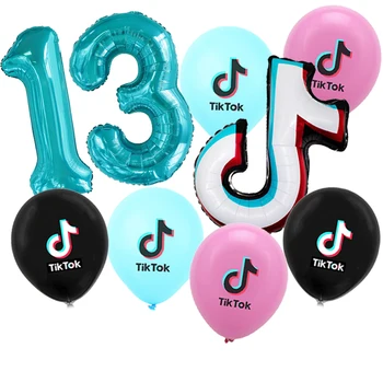 

Tiktok Balloonswith 34inch Number Balloons Fun Tiktok10 11 12nd Happy Birthday Party Supplies Toys For Kids Globos