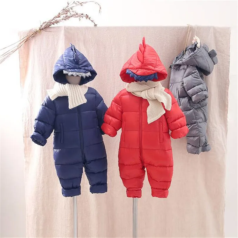Одежда для малышей зимний комбинезон для новорожденных, плотный теплый детский комбинезон с капюшоном, верхняя одежда Детский комбинезон для маленьких мальчиков, комбинезон для девочек