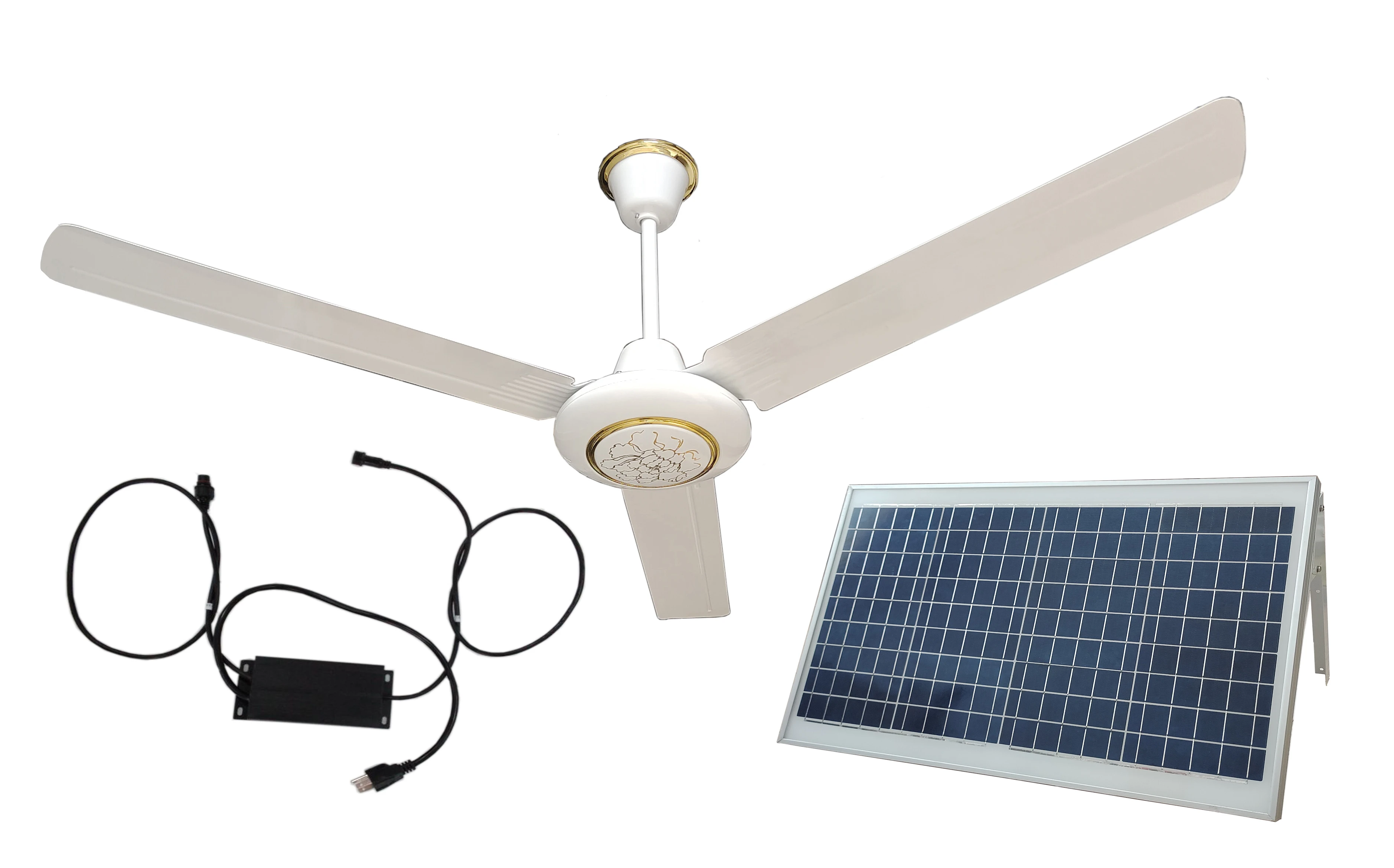 solar ceiling fan solar ceiling fan 50W solar panel+ac/dc converter ...