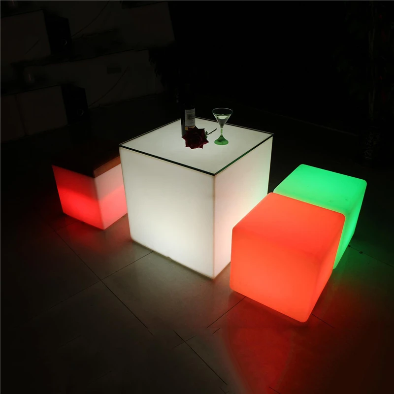 

40*40*40CM RGB LED Cube Stool Light Rechargeable Remote Control Colorful LED Cubic Seat Lamps for Home Bar Garden Wedding Party