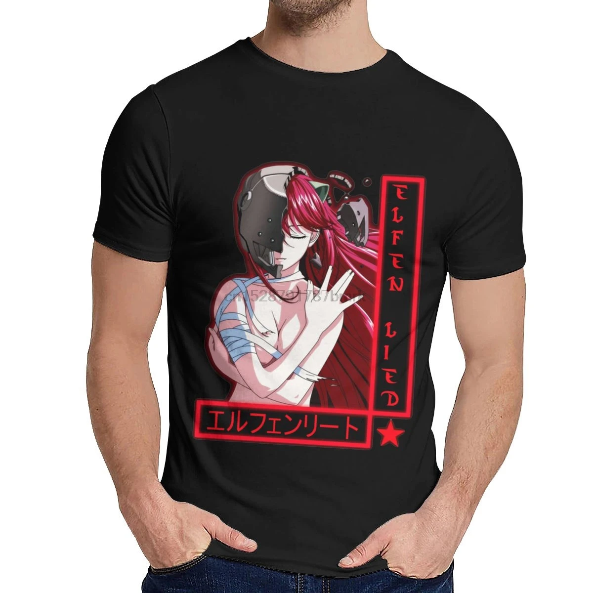 Man T-shirt Elfen Lied Comfortable Anime Crewneck Harajuku Streetwear Tee Shirt | Мужская одежда