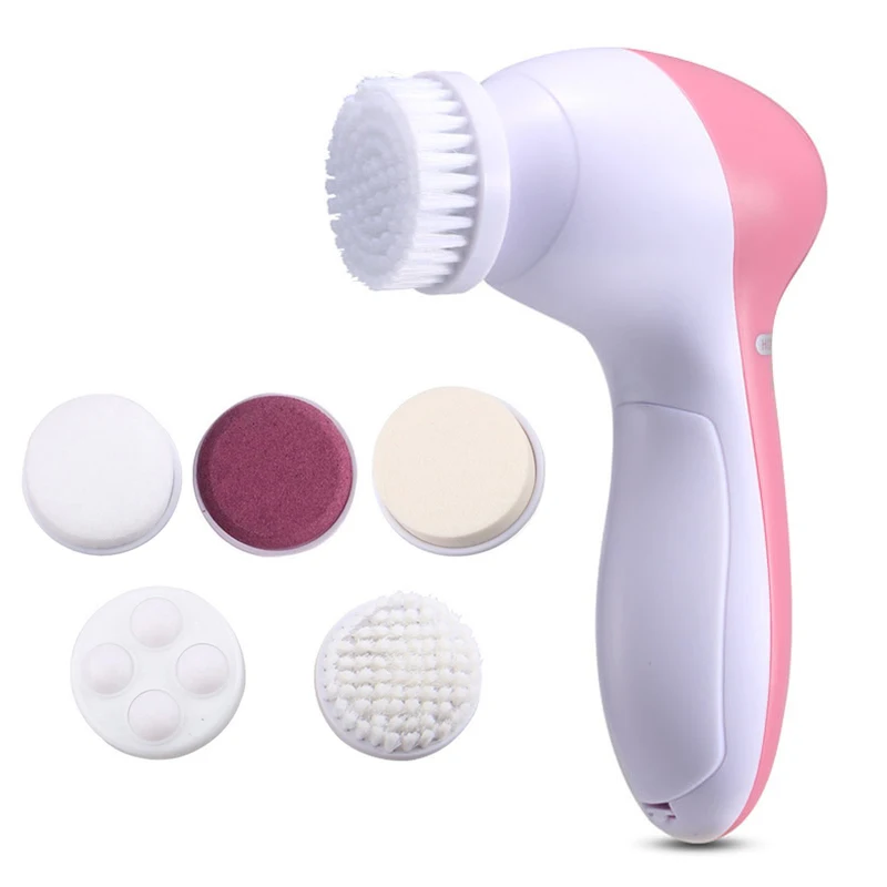 5 in 1 Electric Facial Cleanser Wash Face Cleaning Machine Skin Pore Cleaner Body Cleansing Massage Mini Beauty Massager Brush