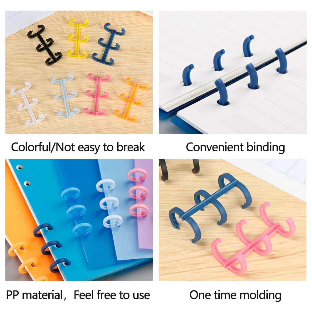 Book Binding Supplies 3Pcs/Set Candy Color Loose Leaf Notebook Binder Hinged Spiral Rings Scrapbook Clips Album Binder Calendar Circle Stationery
