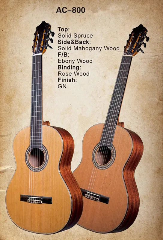 All Real wood Avila AC-800 classical guitar handmade nylon strings 100% Solid Woods acoustic 39 inches size | Спорт и развлечения