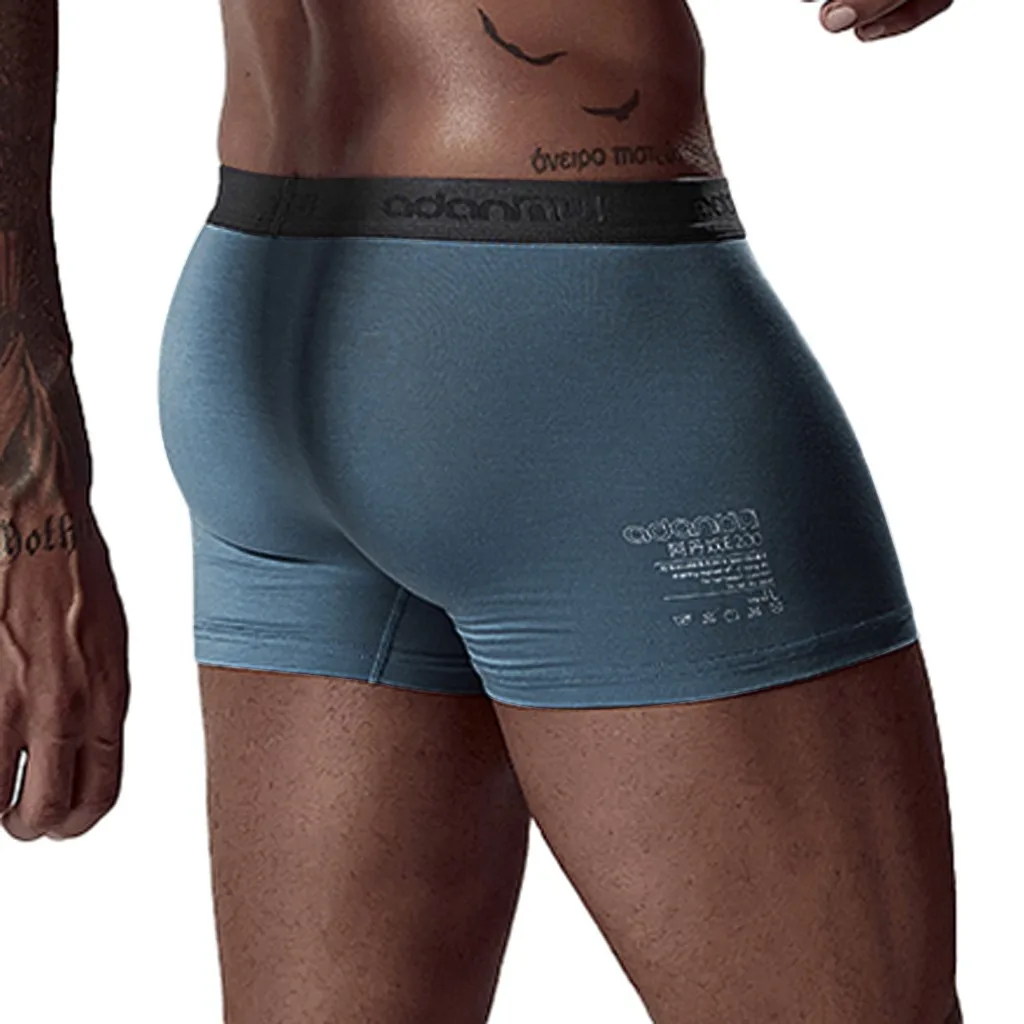 Male Underwear Elastic Wide Belt Men Underpant Solid Cotton Panties Model Boxer Sexy Plus Size Boxer#4