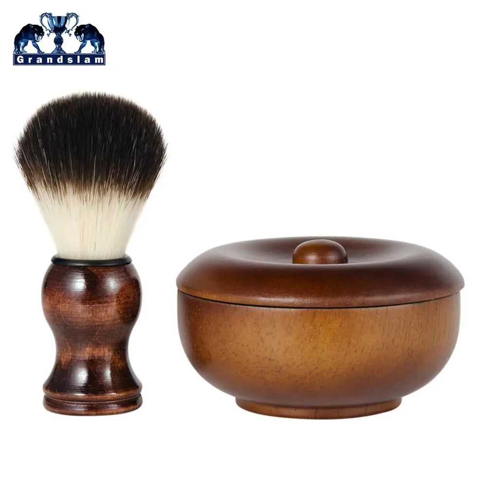 Grandslam, Мужская бритвенная щетка, набор для бритья, деревянная мыльница для бритья+ деревянная бритвенная щетка для мужчин, для ежедневной чистки
