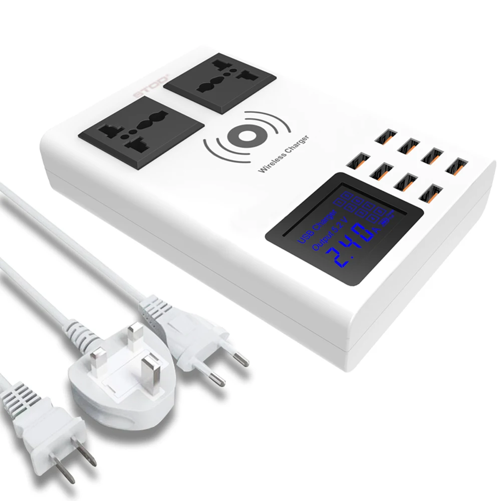 Qi Беспроводное зарядное устройство для зарядки 8 портов USB мобильного телефона