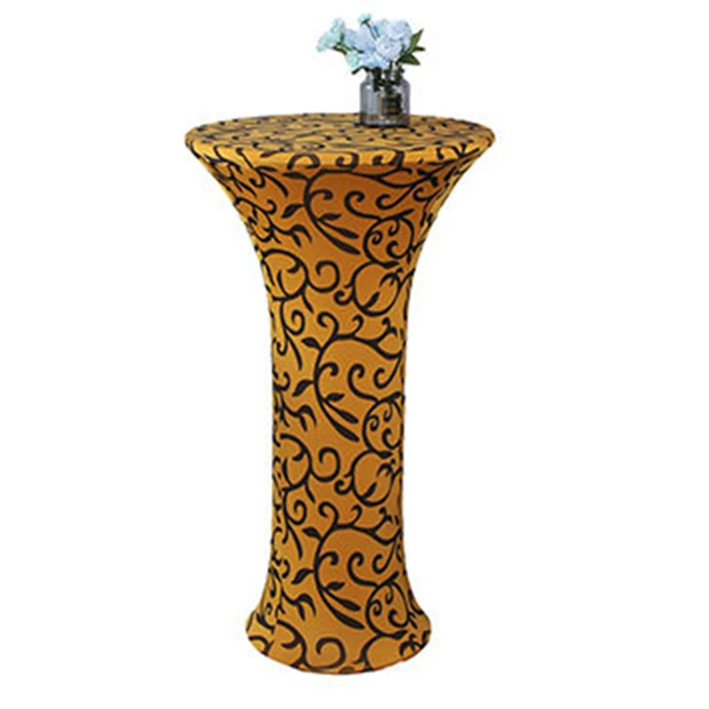 4Pcs/Lot Cocktail Bar Table Cover Round Table Cover Spandex Stretch Tablecloth for Wedding Party Coffee Hotel Table Cloth Decor - Color: Style 4