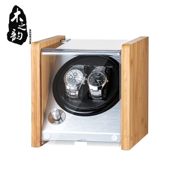 

Double Watch Winders Wooden Acrylic Window Black Carbon Fiber Quiet Motor Storage Display Watches Box PU Leather LED Light