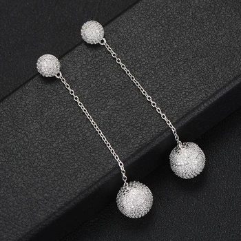 

GODKI Jimbora Charm Trendy Long Drop Dangle Ball Earrings For Women Wedding Cubic Zircon Dubai Bridal Earrings Fashion Jewelry