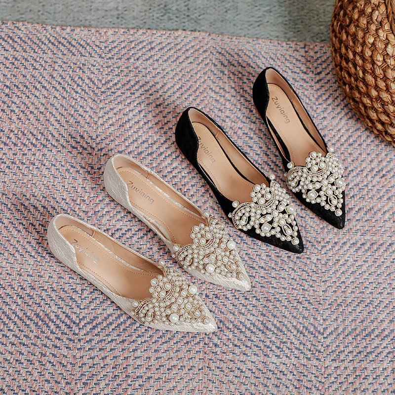Refined Elegance in Beaded Ballerina Flats